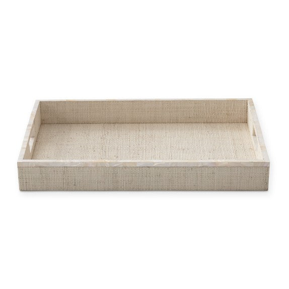AERIN x Williams Sonoma Home White Raffia and Shell Tray