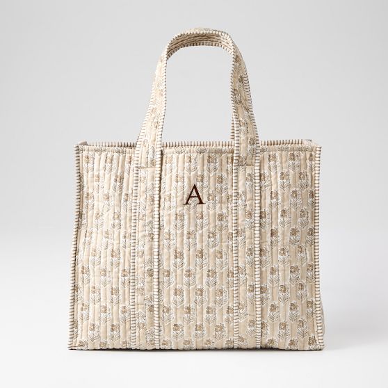 Block Print Quilted Oversized Tote