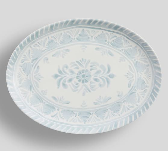 Chambray Tile Stoneware Serving Platter: Large