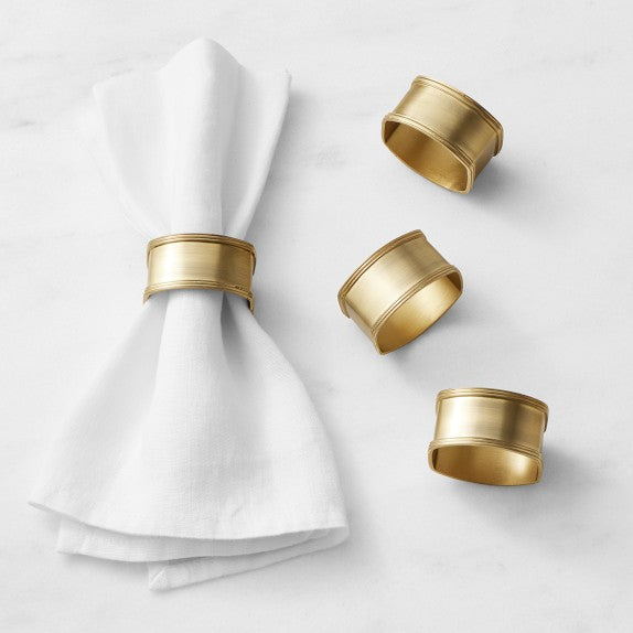 Antique Brass Napkin Rings, Set of 4