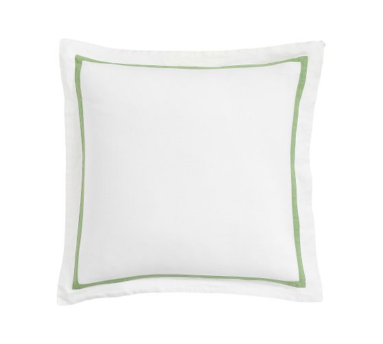 Belgian Euro Sham - White/Spring Green, Set of 3