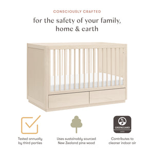 Bento 3-in-1 Convertible Storage Crib with Toddler Bed Conversion Kit in Washed Natural