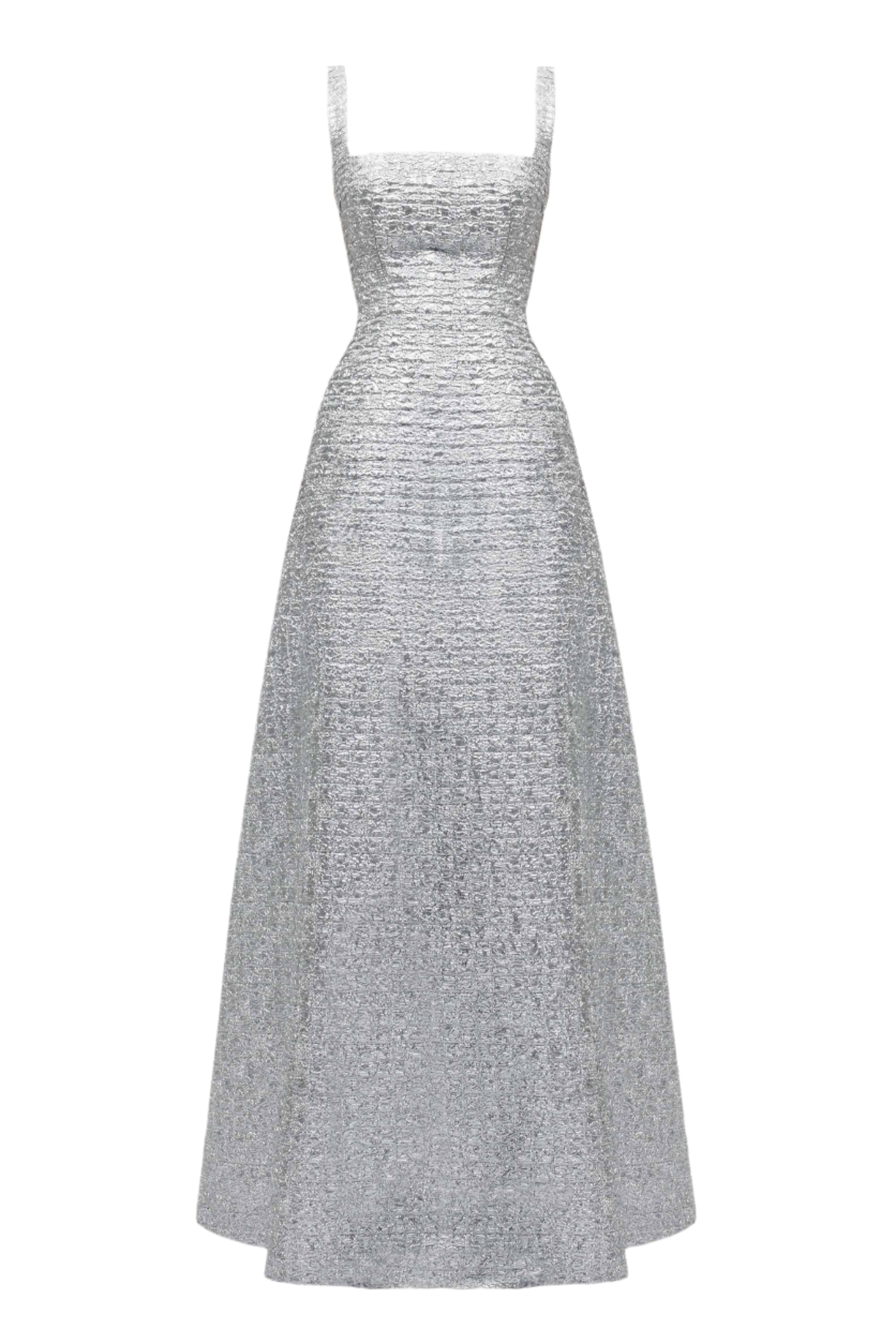 Irena Dress In Silver Metallic Seersucker
