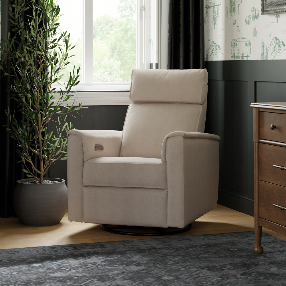 Willa Plus Power Glider Recliner w/ Power Headrest in Performance Beach Eco-Weave
