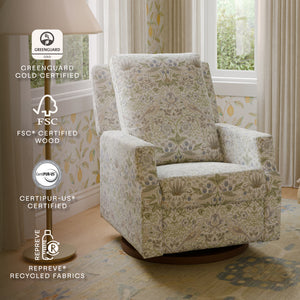 Morris & Co. x Namesake Crewe Recliner and Swivel Glider Strawberry Thief in Fig & Thyme