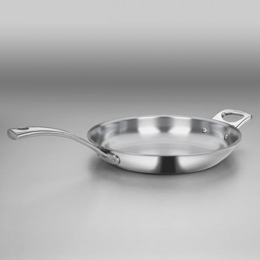French Classic Tri-Ply Stainless Cookware 12" Frying Pan with Helper Handle in Stainless Steel