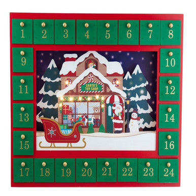 Kurt Adler 14.3" Battery-Operated Santa Toy Shop Advent Calendar