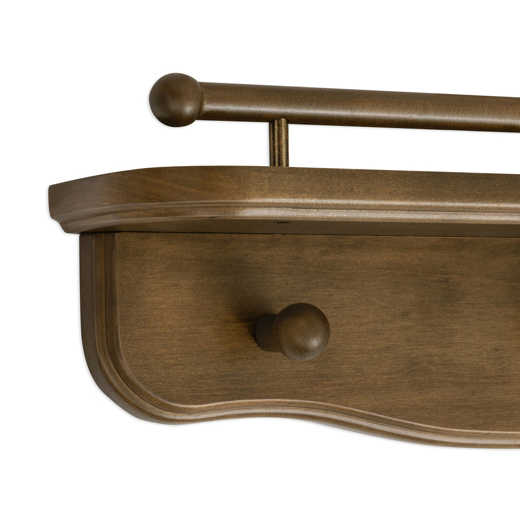 Liberty 31" Wall Shelf with Hooks in Natural Walnut