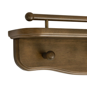 Liberty 31" Wall Shelf with Hooks in Natural Walnut
