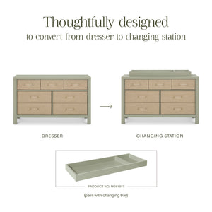 Eloise 7-Drawer Assembled Dresser in French Sage and Performance Sand Eco-Weave