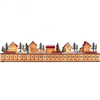 Kurt Adler 6.7" Light-Up Christmas Village With Advent Calendar