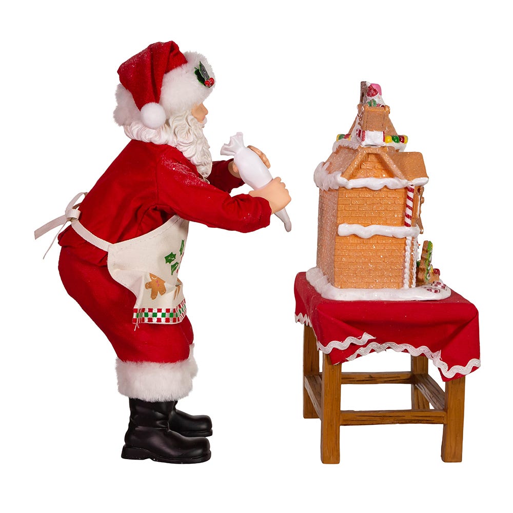 Battery-Operated Santa Decorating LED Gingerbread House Table Piece