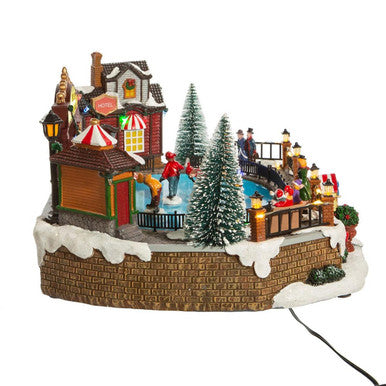 Kurt Adler 6.5" LED Musical Ice Hockey Rink Table Piece