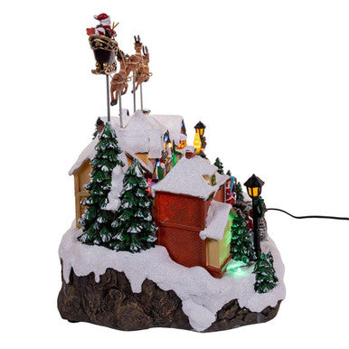 Kurt Adler 11.8" Multicolored LED Lighted Musical Santa and Sleigh Table Piece