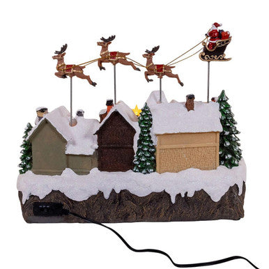 Kurt Adler 11.8" Multicolored LED Lighted Musical Santa and Sleigh Table Piece