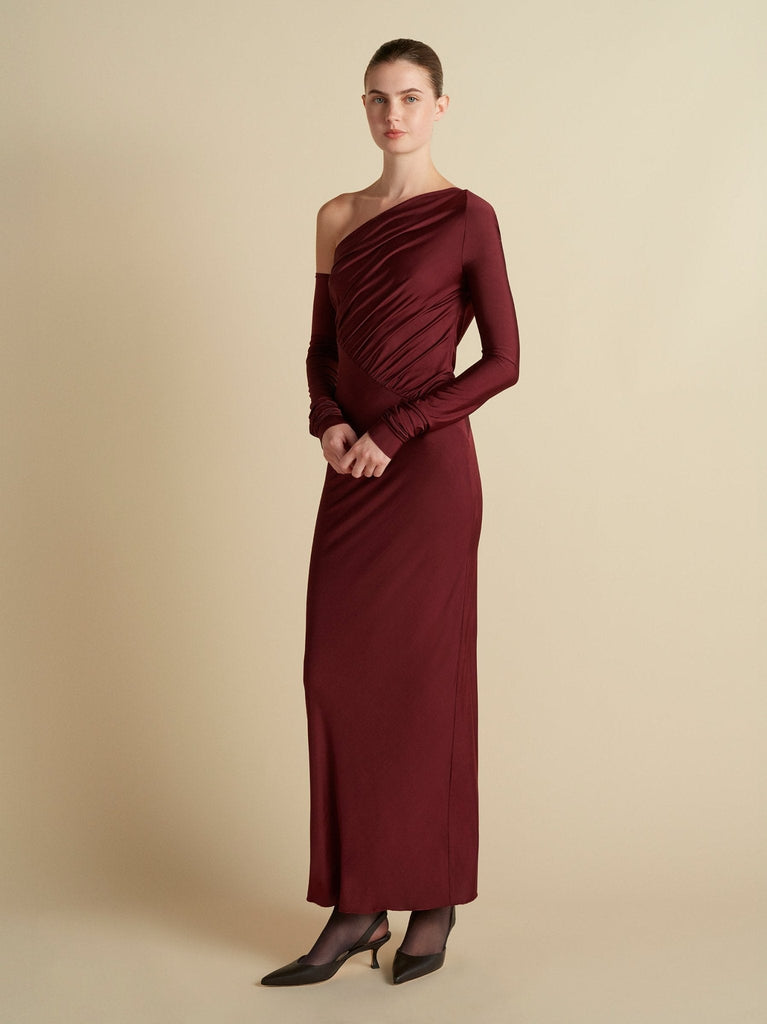 Jersey One-Shoulder Draped Dress | Marina Moscone M Jersey One-Shoulder Draped Dress | Marina Moscone M