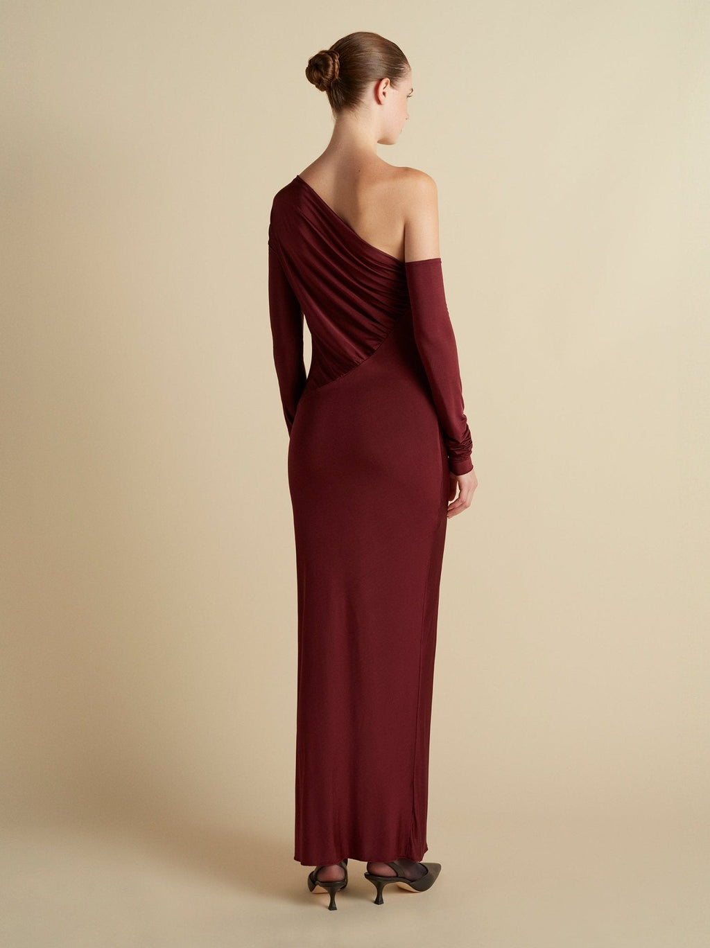Jersey One - Shoulder Draped Dress - Marina Moscone