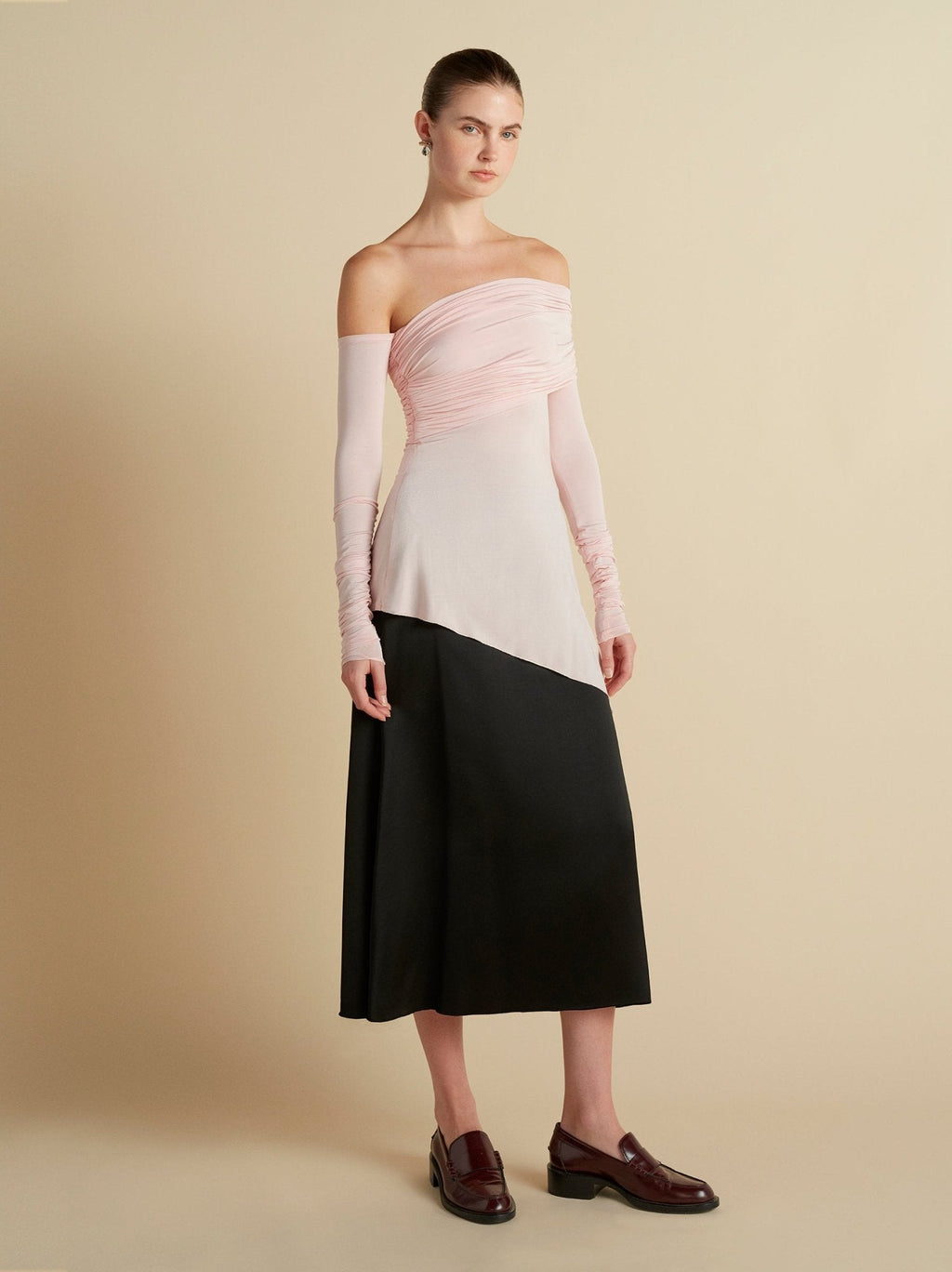 Jersey One - Shoulder Draped Top - Marina Moscone