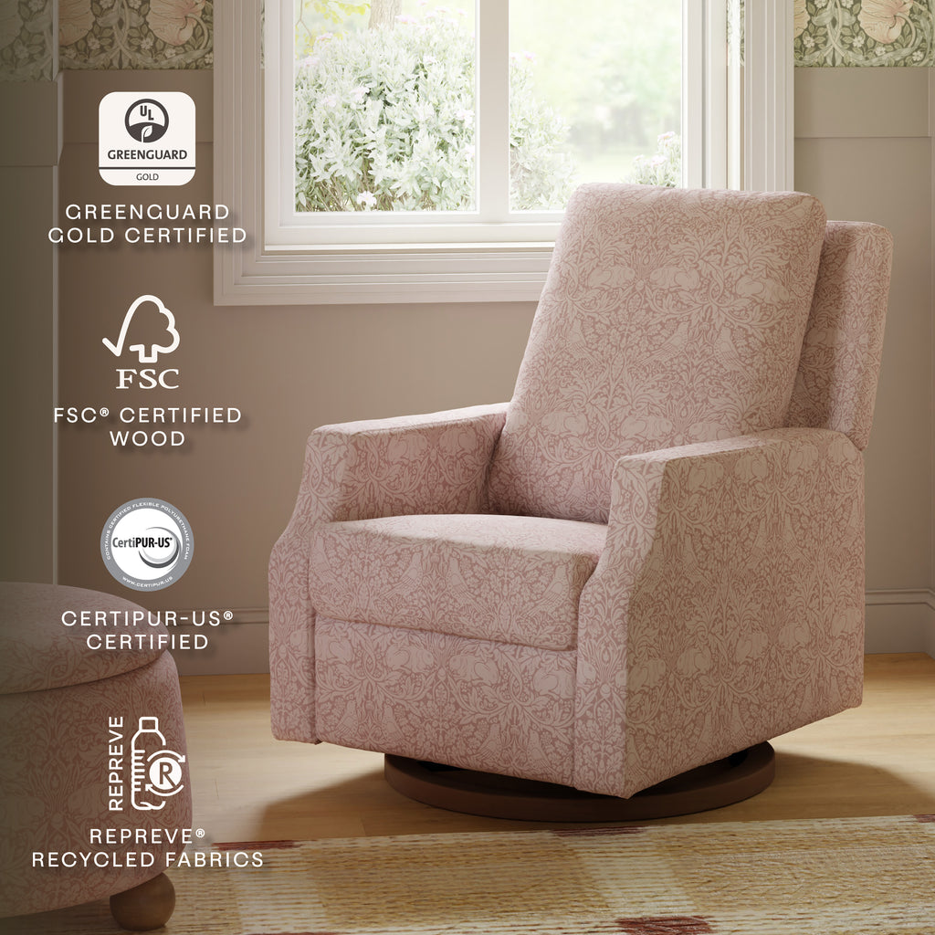 Morris & Co. x Namesake Crewe Recliner and Swivel Glider Pure Brer Rabbit in Rose
