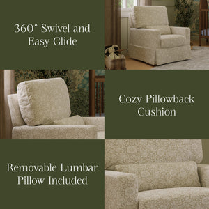 Morris & Co. x Namesake Crawford Pillowback Comfort Swivel Glider Mallow in Ash