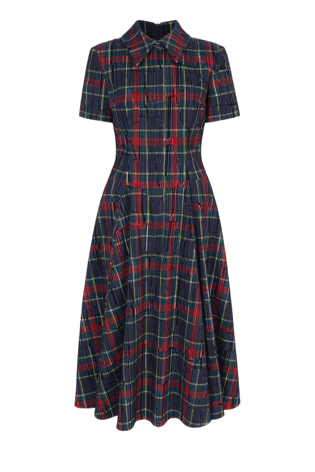 Jody Dress in Red & Green Flocked Check
