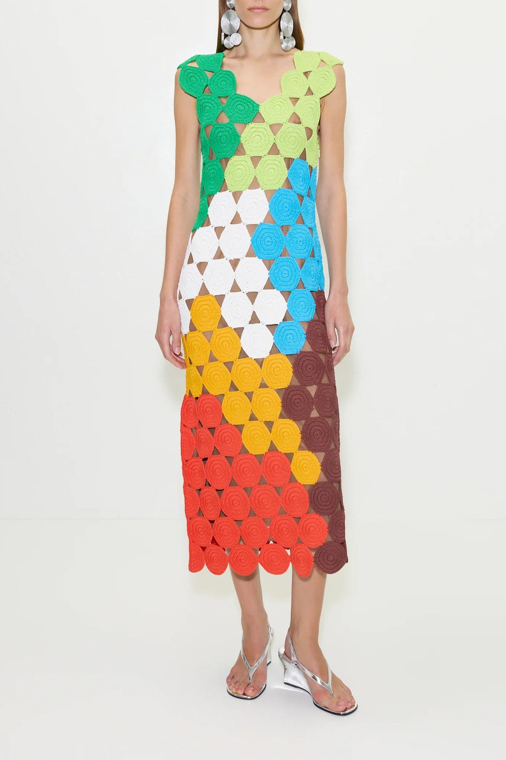 multi crochet dress Shop Cassandra Vintage Crochet Multi-Coloured Evening Dress