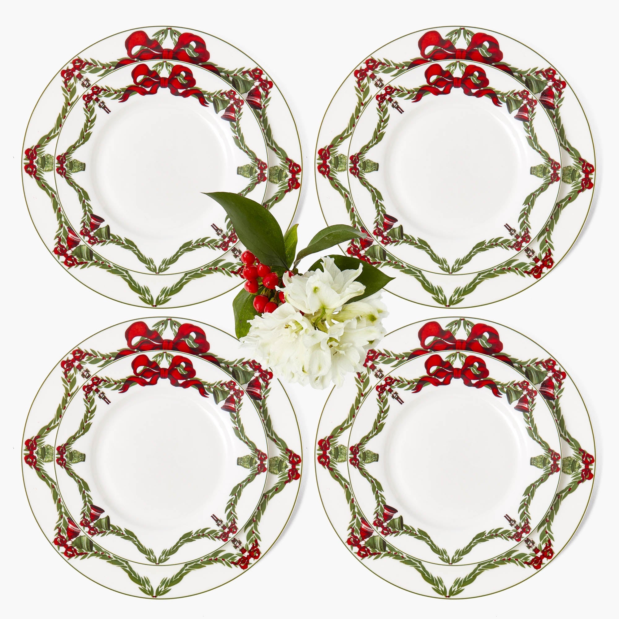 Christmas Garland Dinner & Starter Plates (Set of 8)