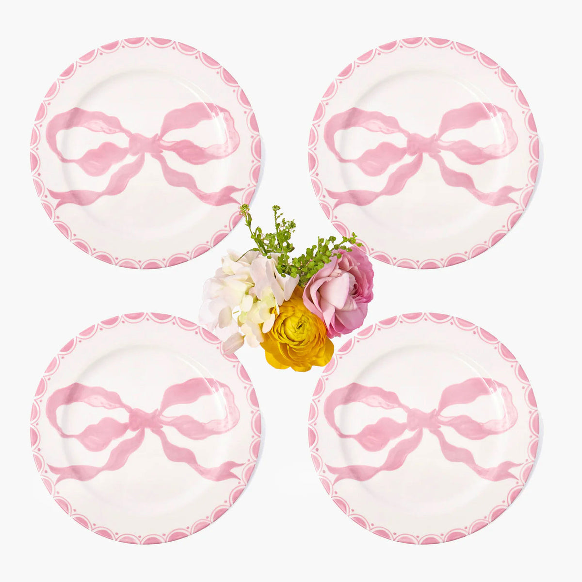 Marilyn Pink Bow Starter Plates, Set of 4