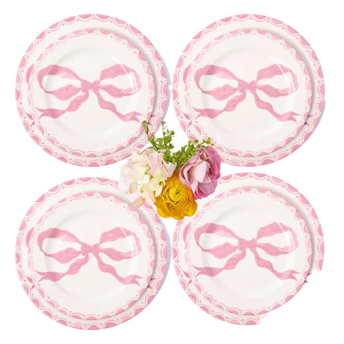 Marilyn Pink Bow Dinner & Starter Plates, Set of 8