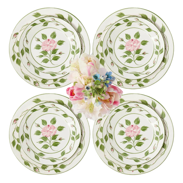 Rose Bud Dinner & Starter Plates, Set of 8