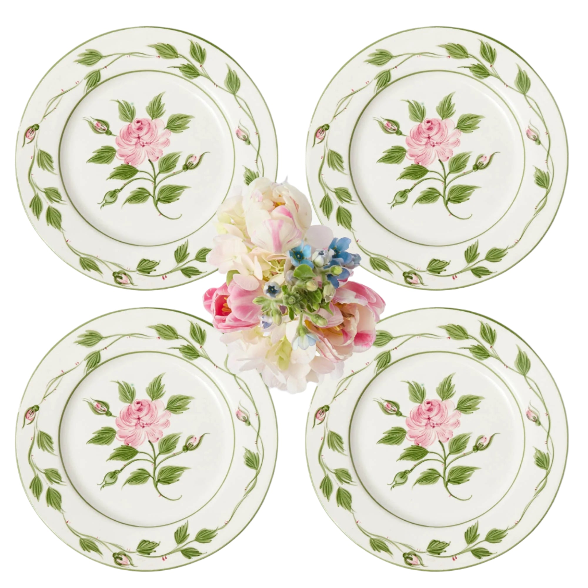 Rose Bud Dinner Plates, Set of 4