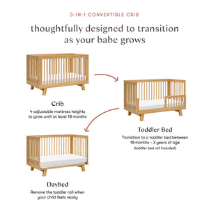 Hudson 3-in-1 Convertible Crib with Toddler Bed Conversion Kit in Honey