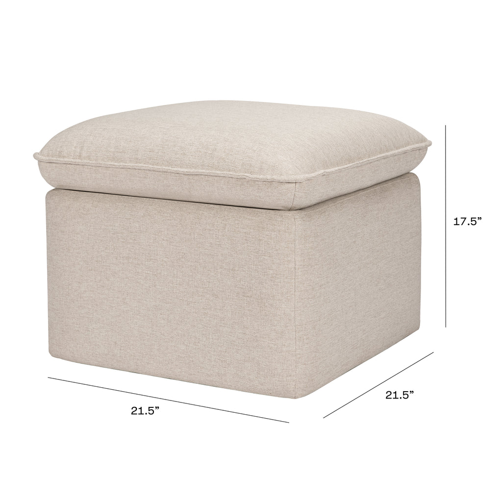 Cali Storage Ottoman in Eco-Performance Fabric | Water Repellent & Stain Resistant in Performance Beach Eco-Weave