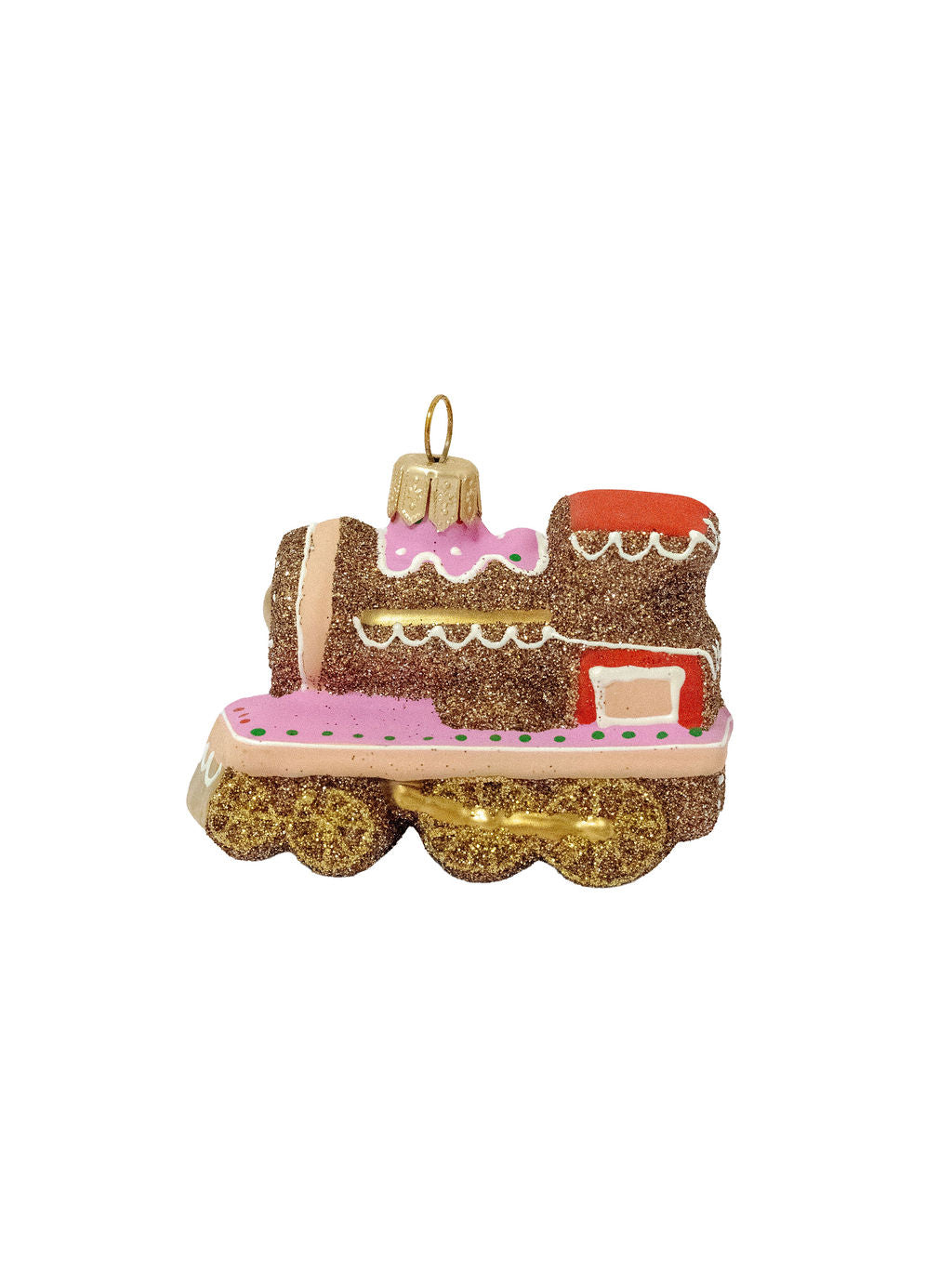 Glitter Gingerbread Train Ornament