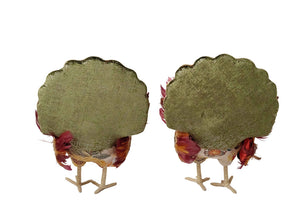 Velvet Thanksgiving Turkey Centerpiece, Set of 2