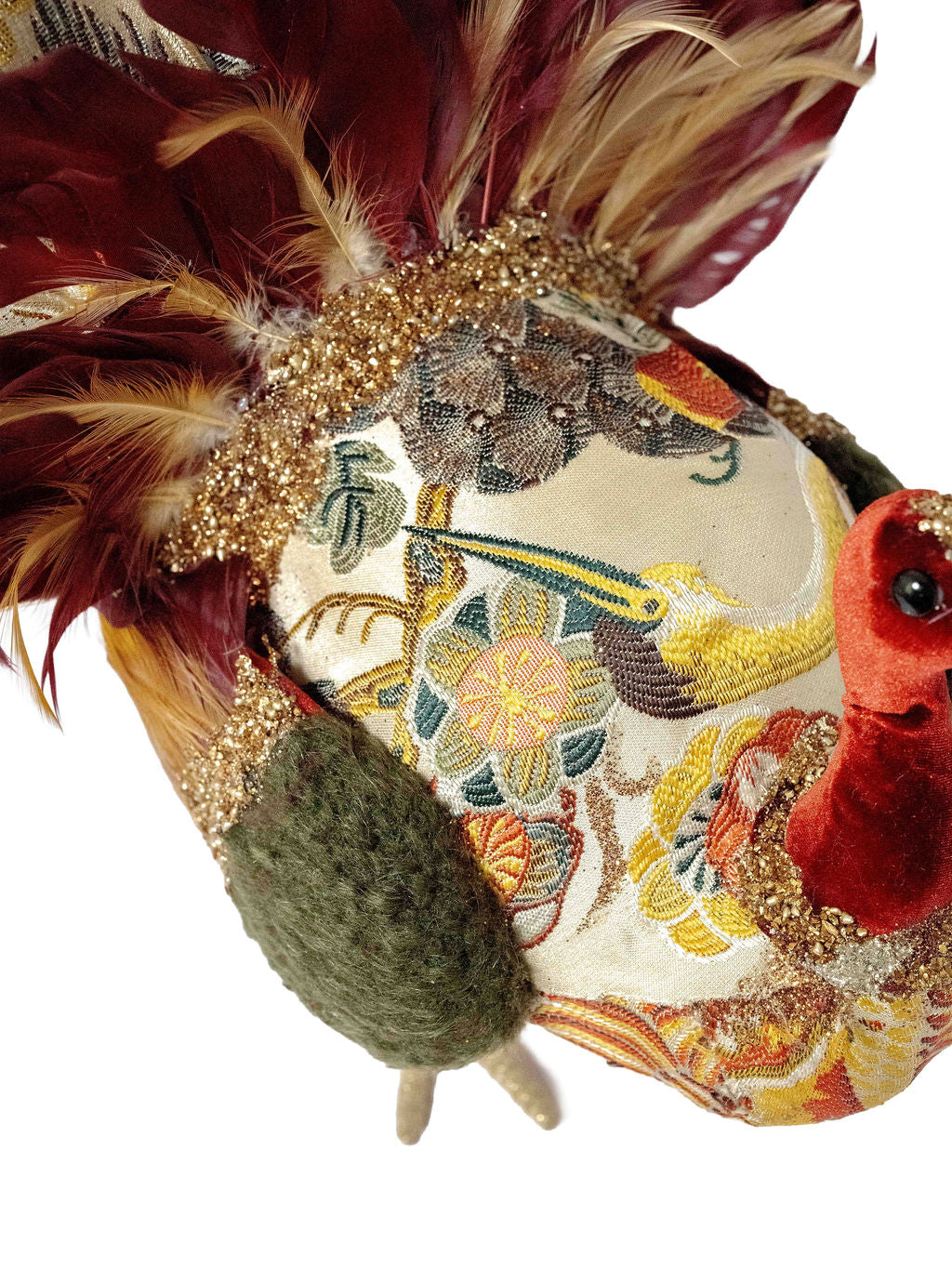 Velvet Thanksgiving Turkey Centerpiece, Set of 2