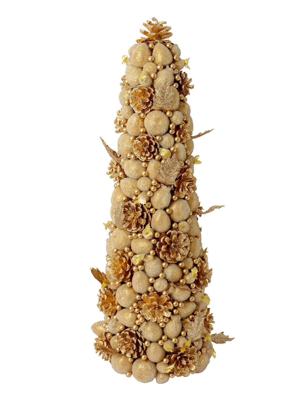 24" Ivory & Gold Beaded Fruit Tree