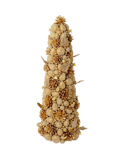 18" Ivory & Gold Beaded Fruit Tree