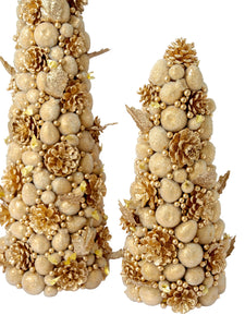 24" Ivory & Gold Beaded Fruit Tree