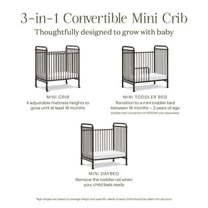 Abigail 3-in-1 Convertible Mini Crib in Vintage Iron
