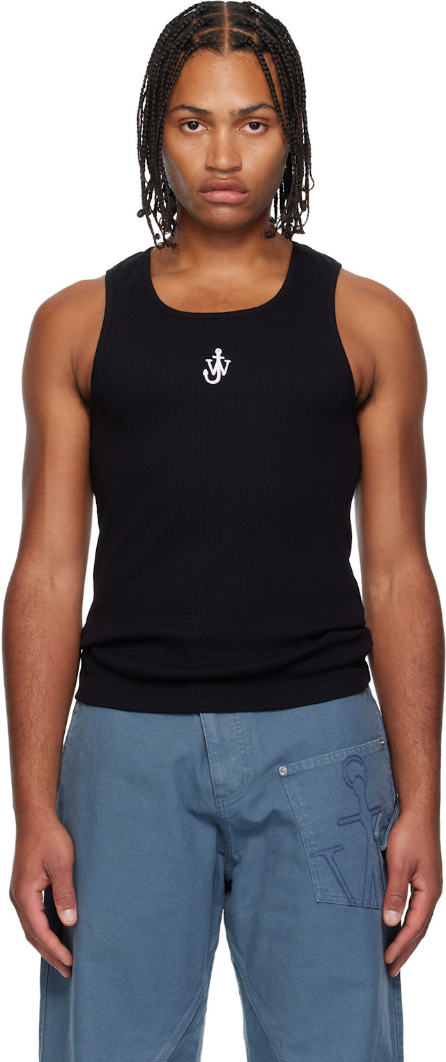 Black Anchor Embroidery Tank Top