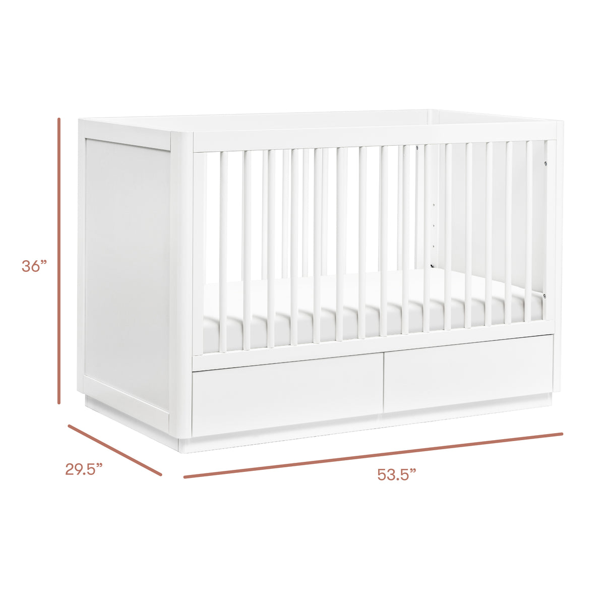 Bento 3-in-1 Convertible Storage Crib with Toddler Bed Conversion Kit in White