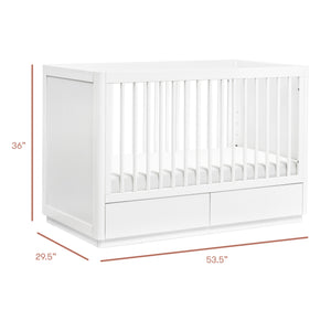 Bento 3-in-1 Convertible Storage Crib with Toddler Bed Conversion Kit in White