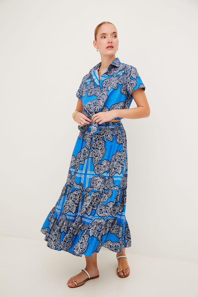 Chase Skirt in Carved Petals Cobalt