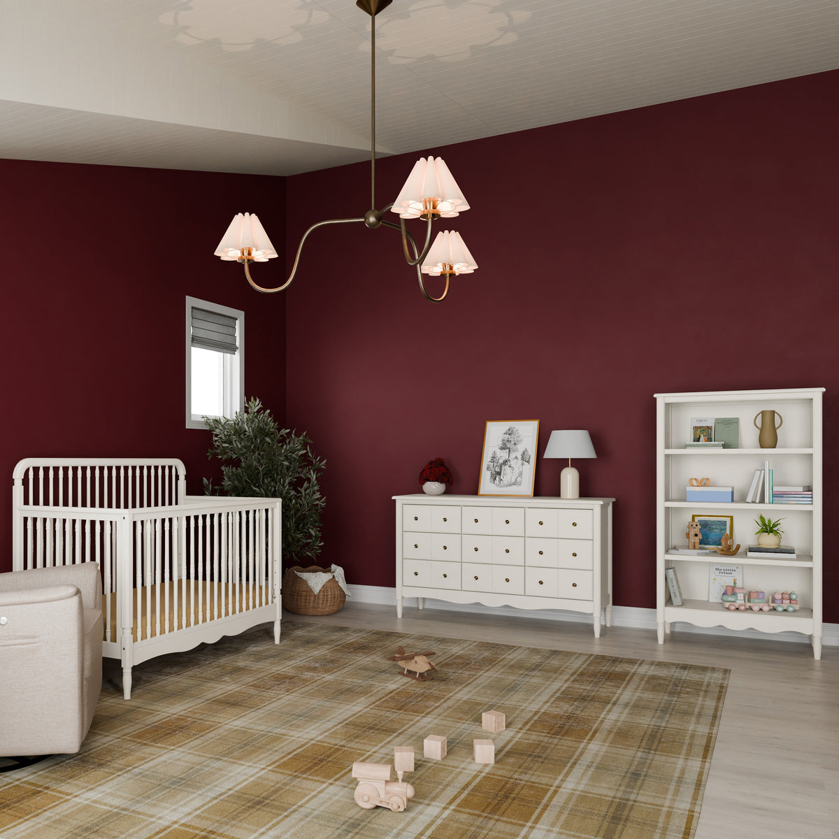 Liberty 4-in-1 Convertible Spindle Crib in Warm White