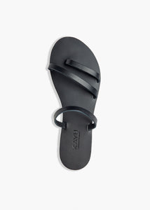 Olympia Vegetable Tanned Leather Sandal in Black