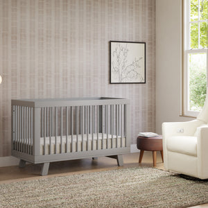 Hudson 3-in-1 Convertible Crib with Toddler Bed Conversion Kit in Grey