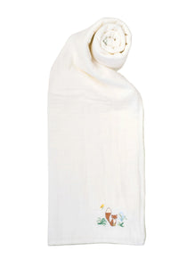 Fox Embroidered Shawl Blanket