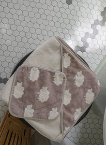 Hooded Bath Towel - Sweet Sheep Jacquard