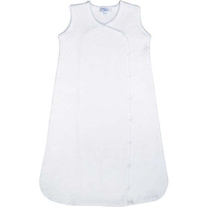 Basket Weave Baby Sack, White & White Picot Trim